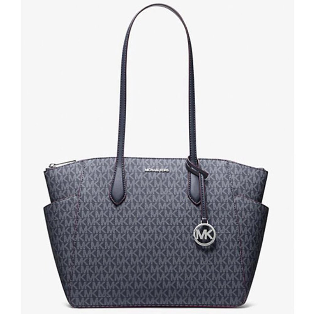 Michael Kors Marilyn Medium Top Zip Shoulder Tote Bag MK Admiral